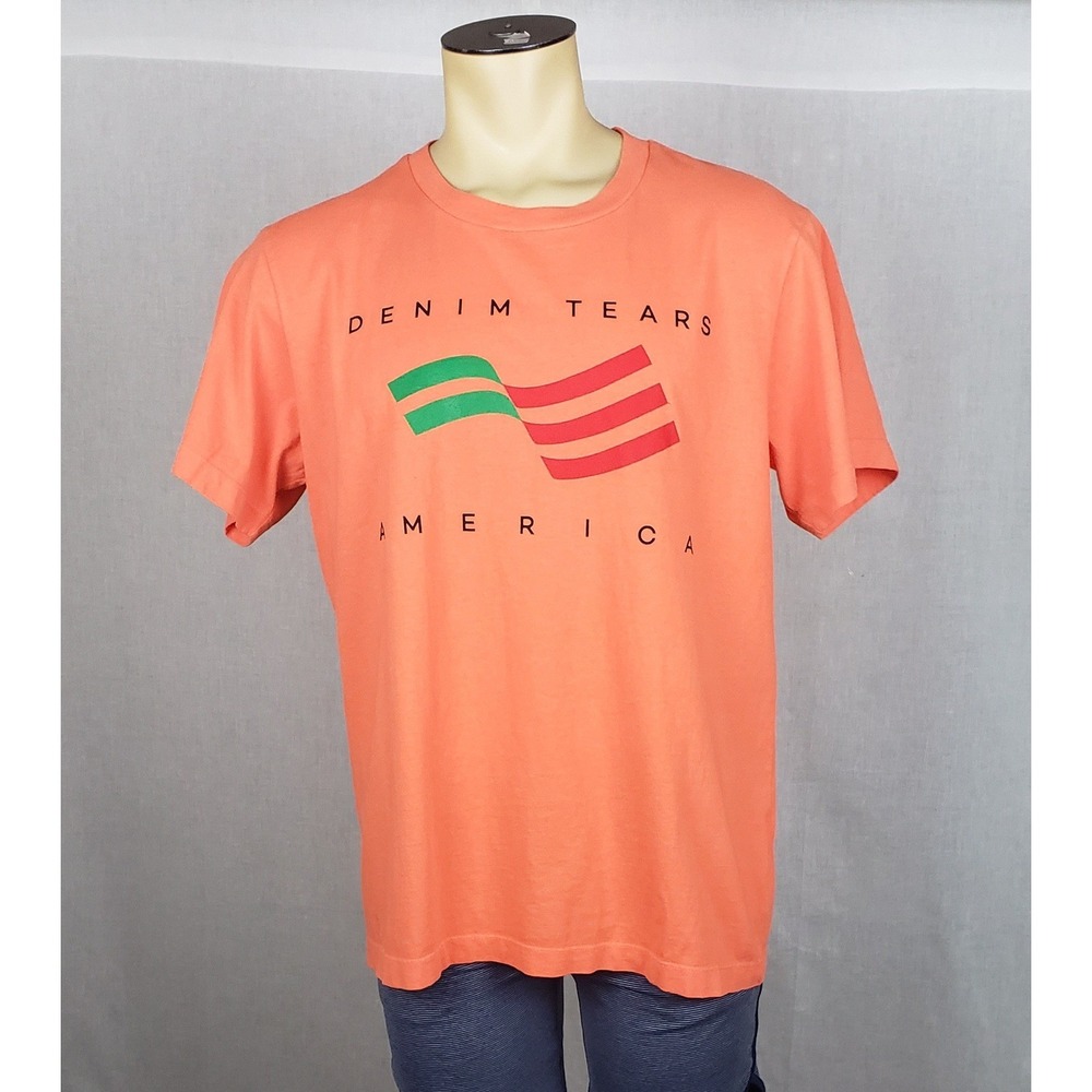 Denim Tears America Pan-African Flag Orange Graphic T-Shirt XXL USA Casual